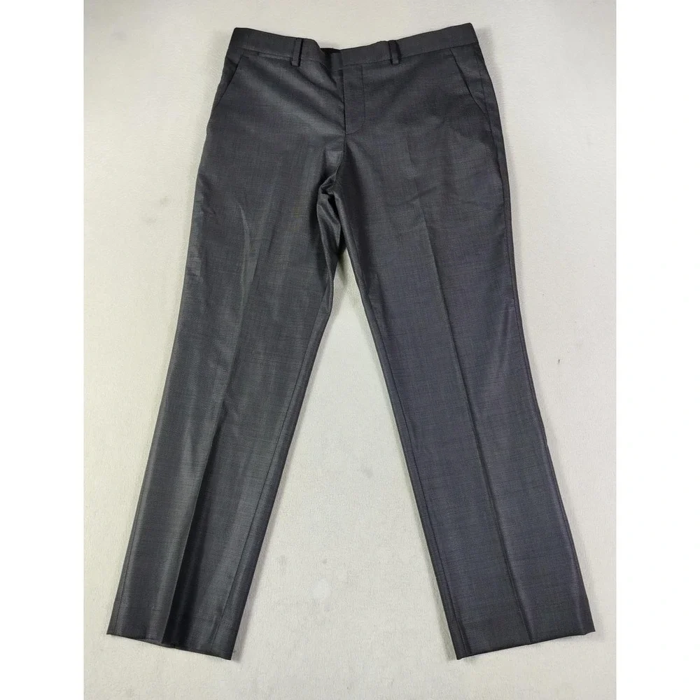 Express Photographer Pants Mens 32 Gray Check Wool Blend Dress Slacks Office
